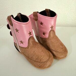 Charming Pink and Brown Star Kids Boots